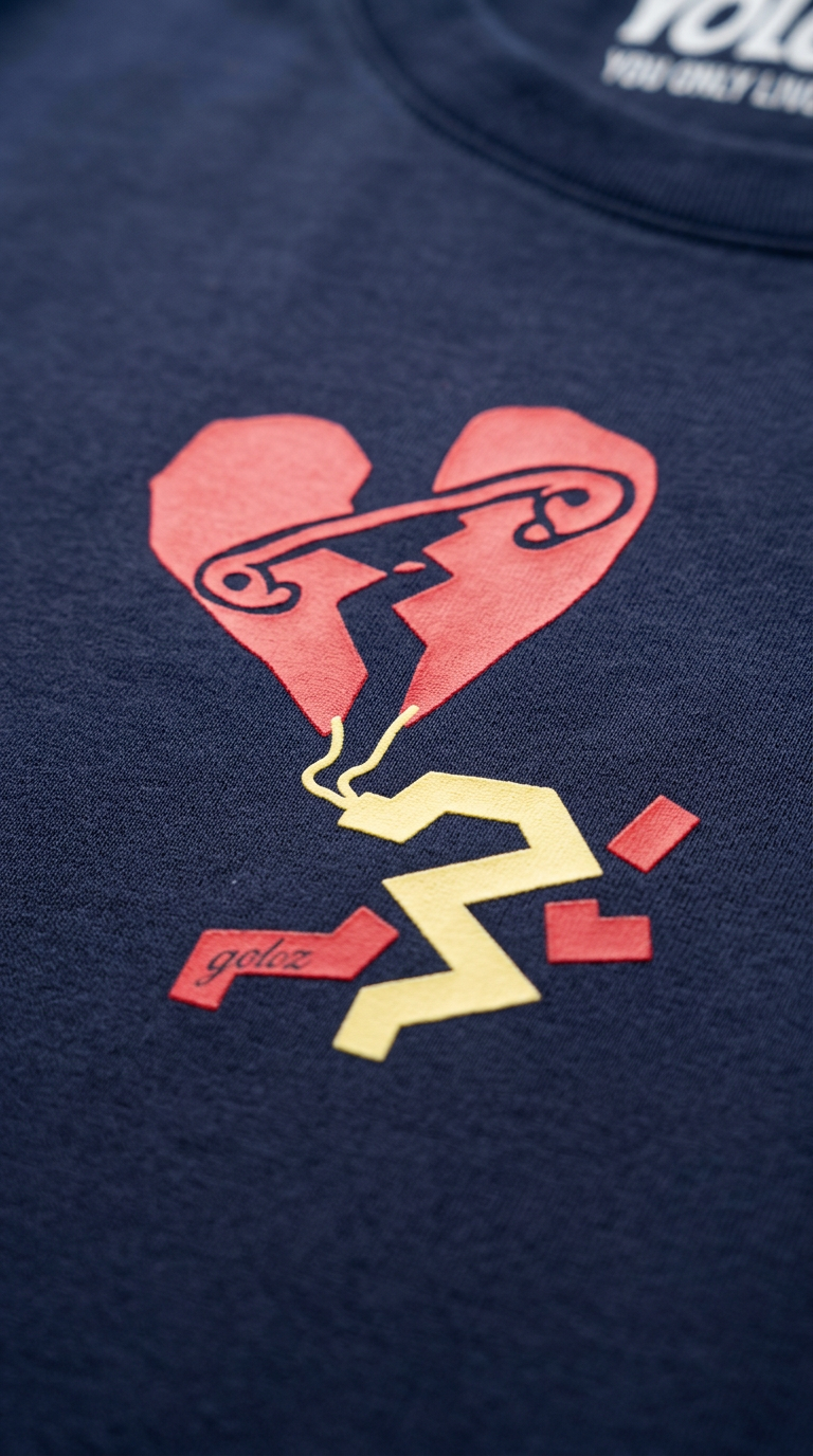 Kisses First Navy Blue Oversized T-Shirt