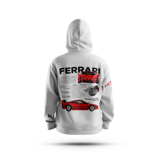 FERRARI WHITE HOODIE - UNISEX