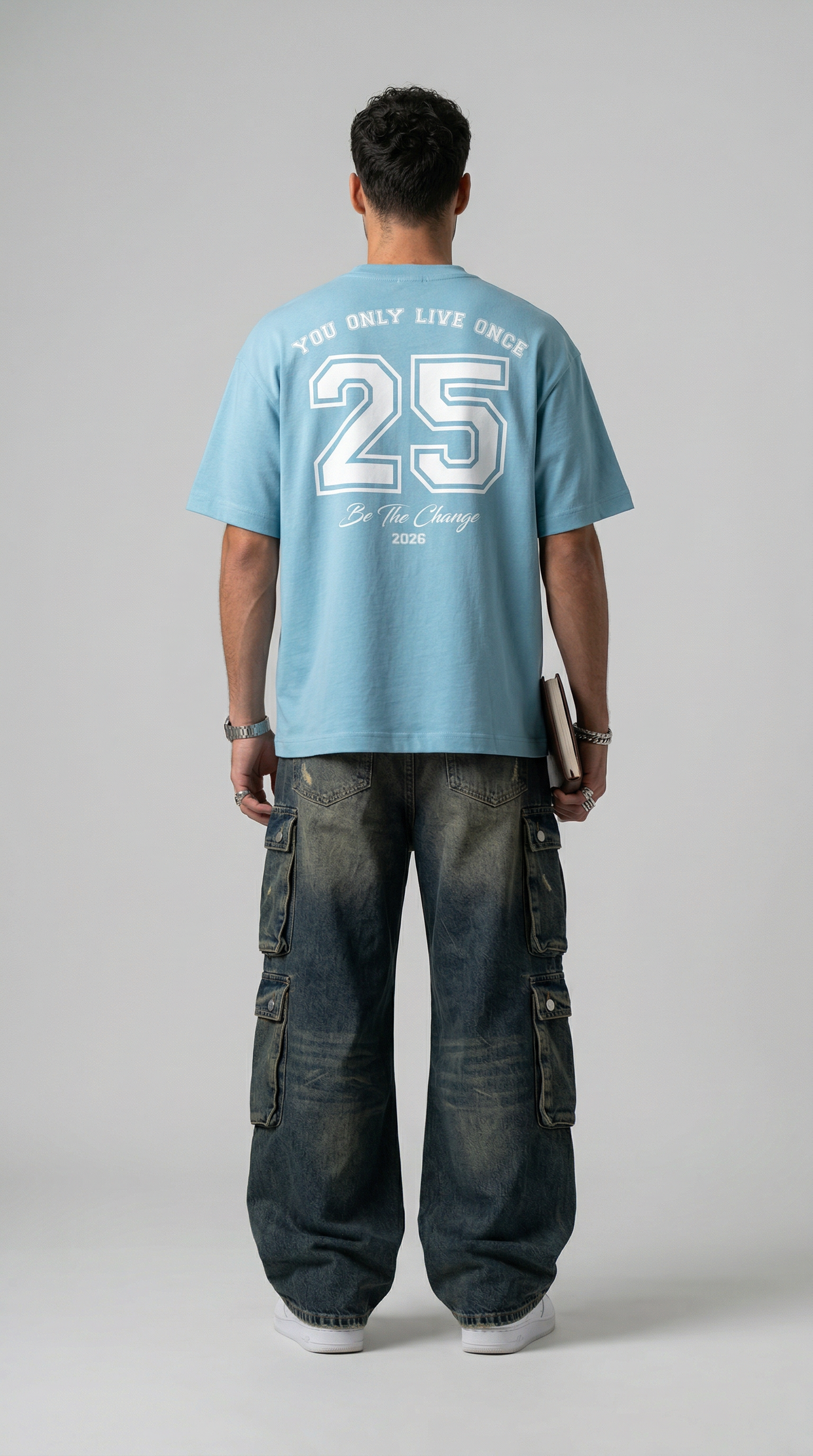 Be The Change Sky Blue Oversized T-Shirt