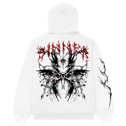 ANGEL OF SIN WHITE OVERSIZED HOODIE