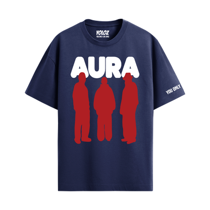 AURA NAVY BLUE OVERSIZED T-SHIRT