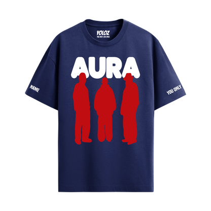AURA NAVY BLUE OVERSIZED T-SHIRT