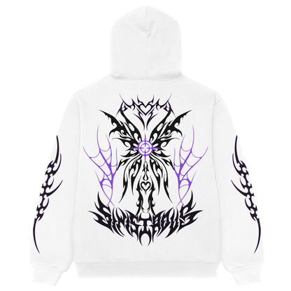 Sinister Wings White Oversized Hoodie