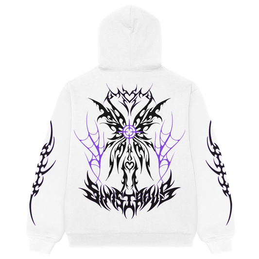 Sinister Wings White Oversized Hoodie