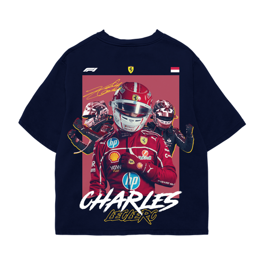 Charles Leclerc Oversized Tee – Navy Blue