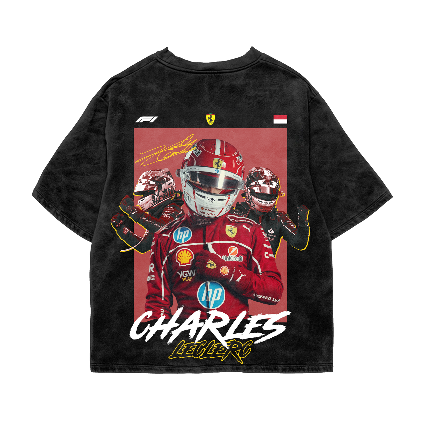 Charles Leclerc Oversized Tee – Acid Wash