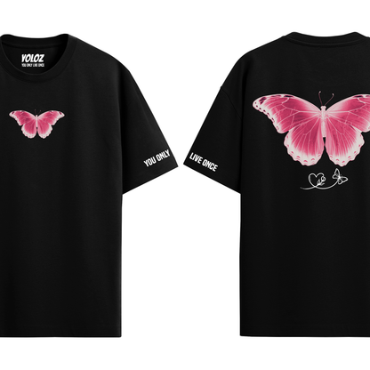 BUTTERFLY BLACK OVERSIZED T-SHIRT