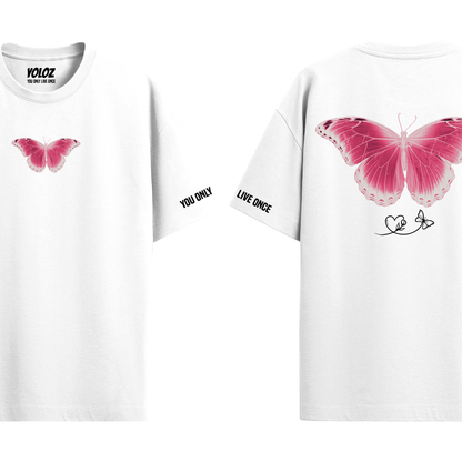 BUTTERFLY WHITE OVERSIZED T-SHIRT