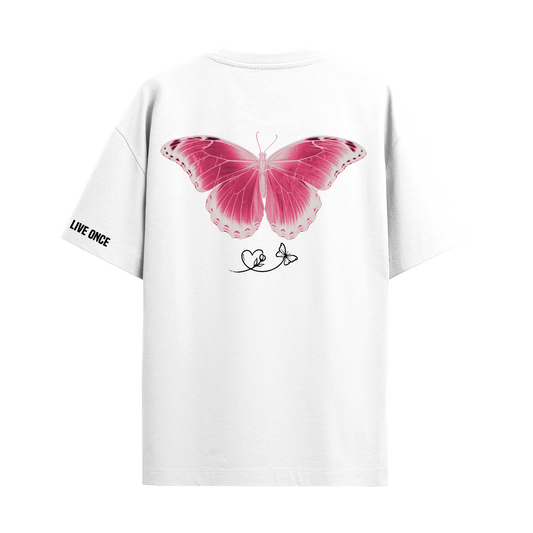 BUTTERFLY WHITE OVERSIZED T-SHIRT
