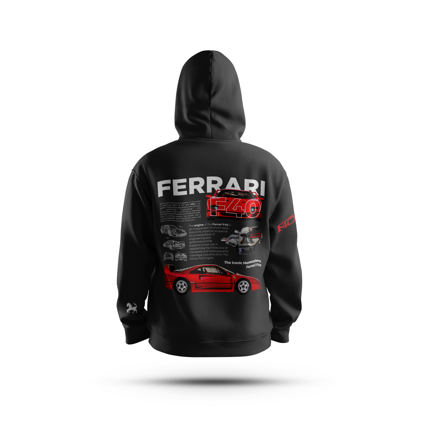 FERRARI BLACK HOODIE - UNISEX