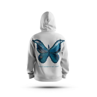 BUTTERFLY BLISS WHITE HOODIE - UNISEX