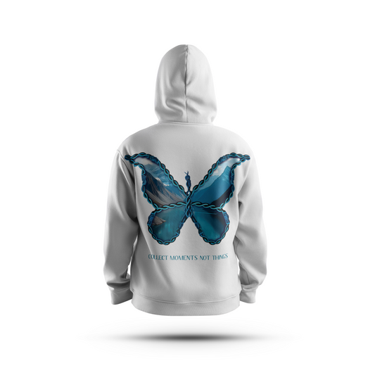 BUTTERFLY BLISS WHITE HOODIE - UNISEX