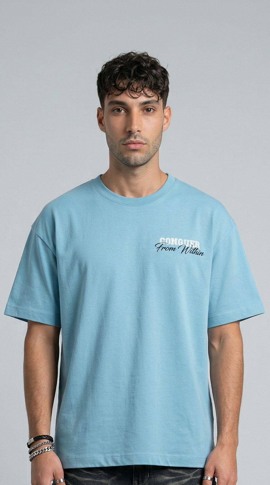 Be The Change Sky Blue Oversized T-Shirt