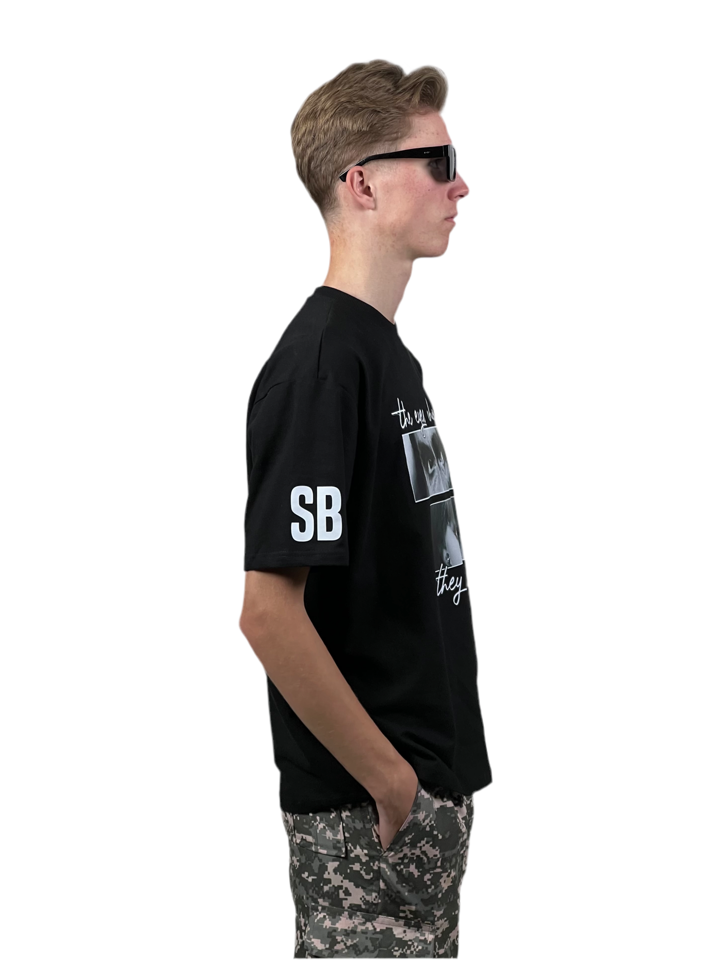 EYES NEVER LIE BLACK OVERSIZED T-SHIRT