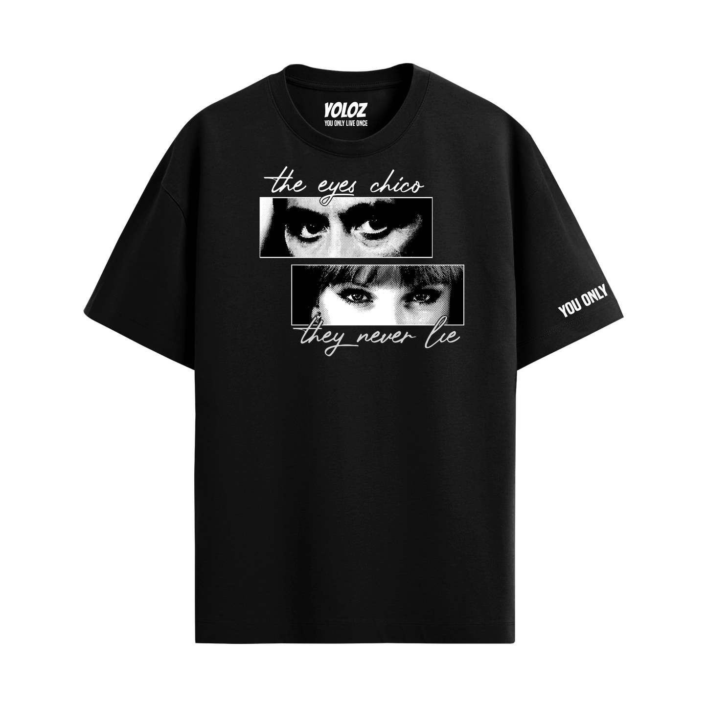 EYES NEVER LIE BLACK OVERSIZED T-SHIRT
