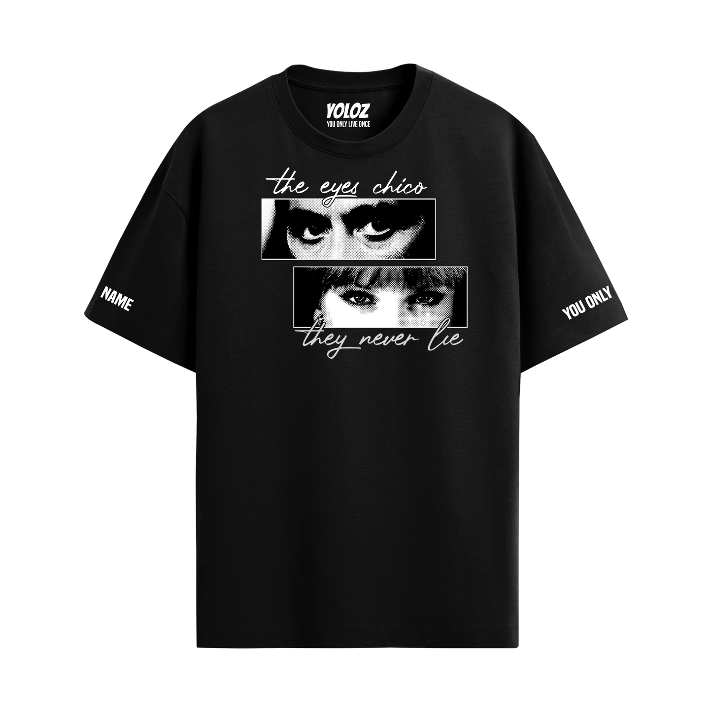 EYES NEVER LIE BLACK OVERSIZED T-SHIRT