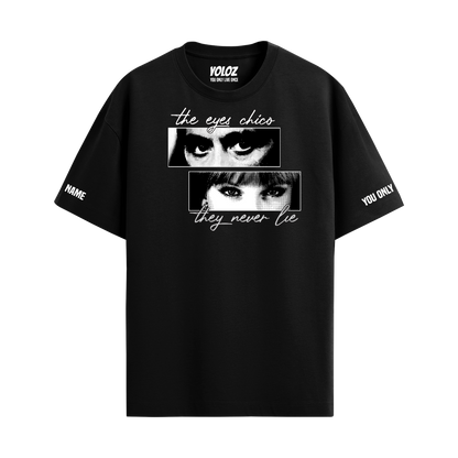 EYES NEVER LIE BLACK OVERSIZED T-SHIRT