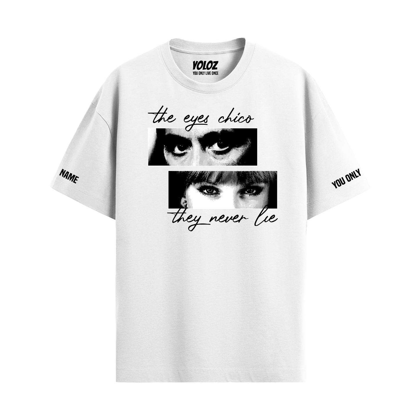 EYES NEVER LIE WHITE OVERSIZED T-SHIRT