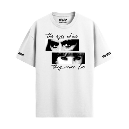 EYES NEVER LIE WHITE OVERSIZED T-SHIRT