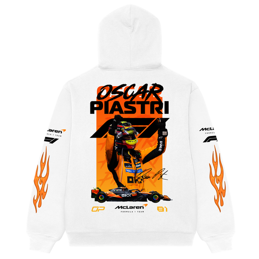 Oscar Piastri Oversized Hoodie – White
