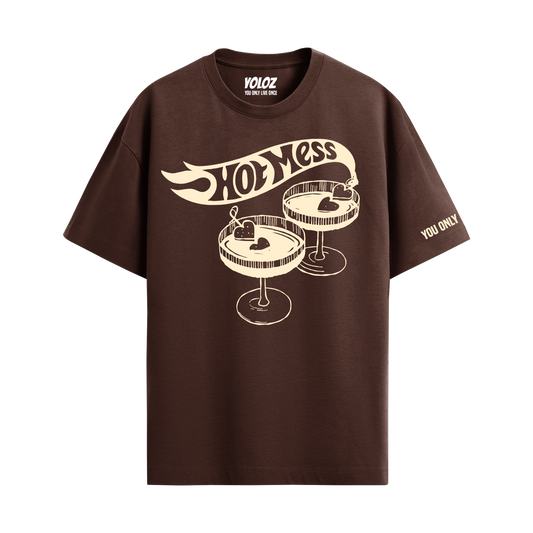 HOT MESS BROWN OVERSIZED T-SHIRT