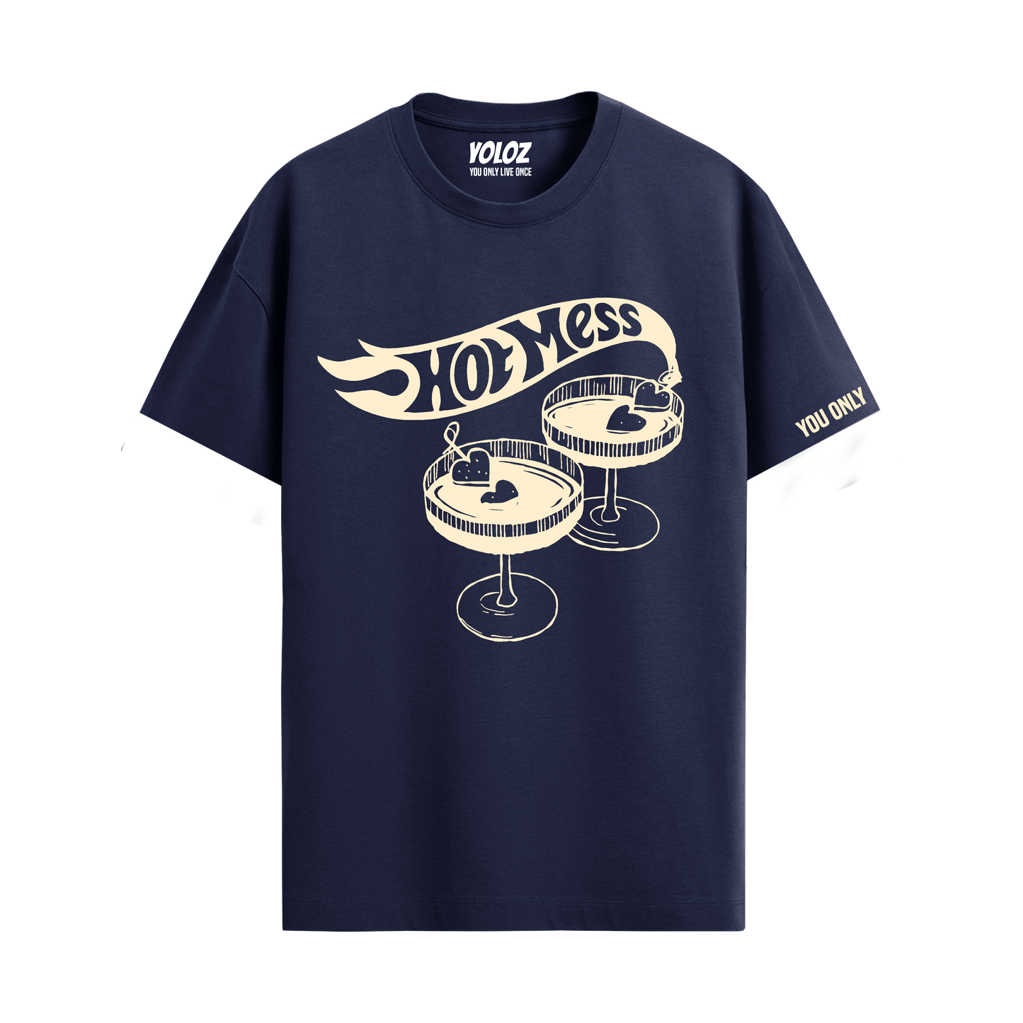 HOT MESS NAVY BLUE REGULAR FIT T-SHIRT