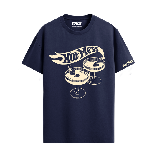 HOT MESS NAVY BLUE REGULAR FIT T-SHIRT