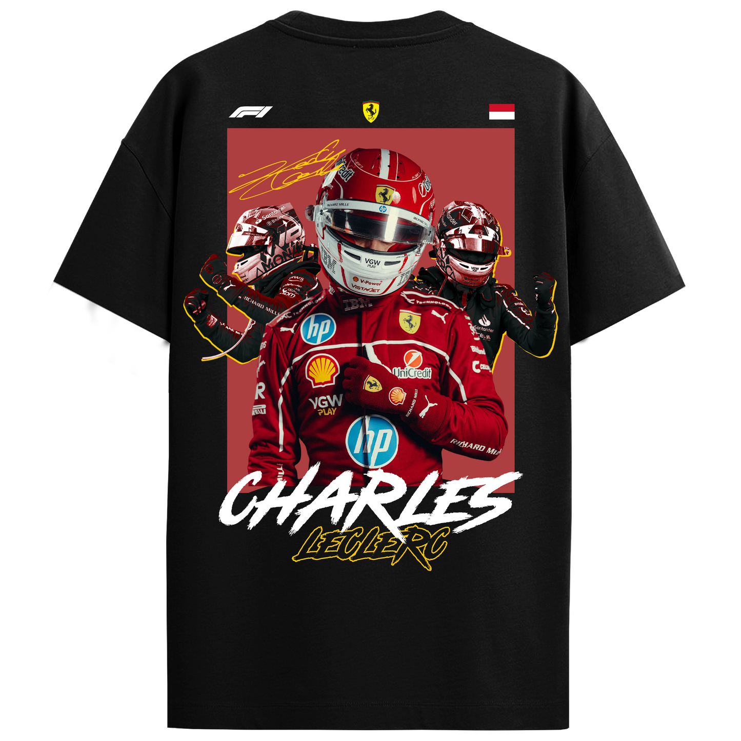 Charles Leclerc Regular Fit Tee – Black
