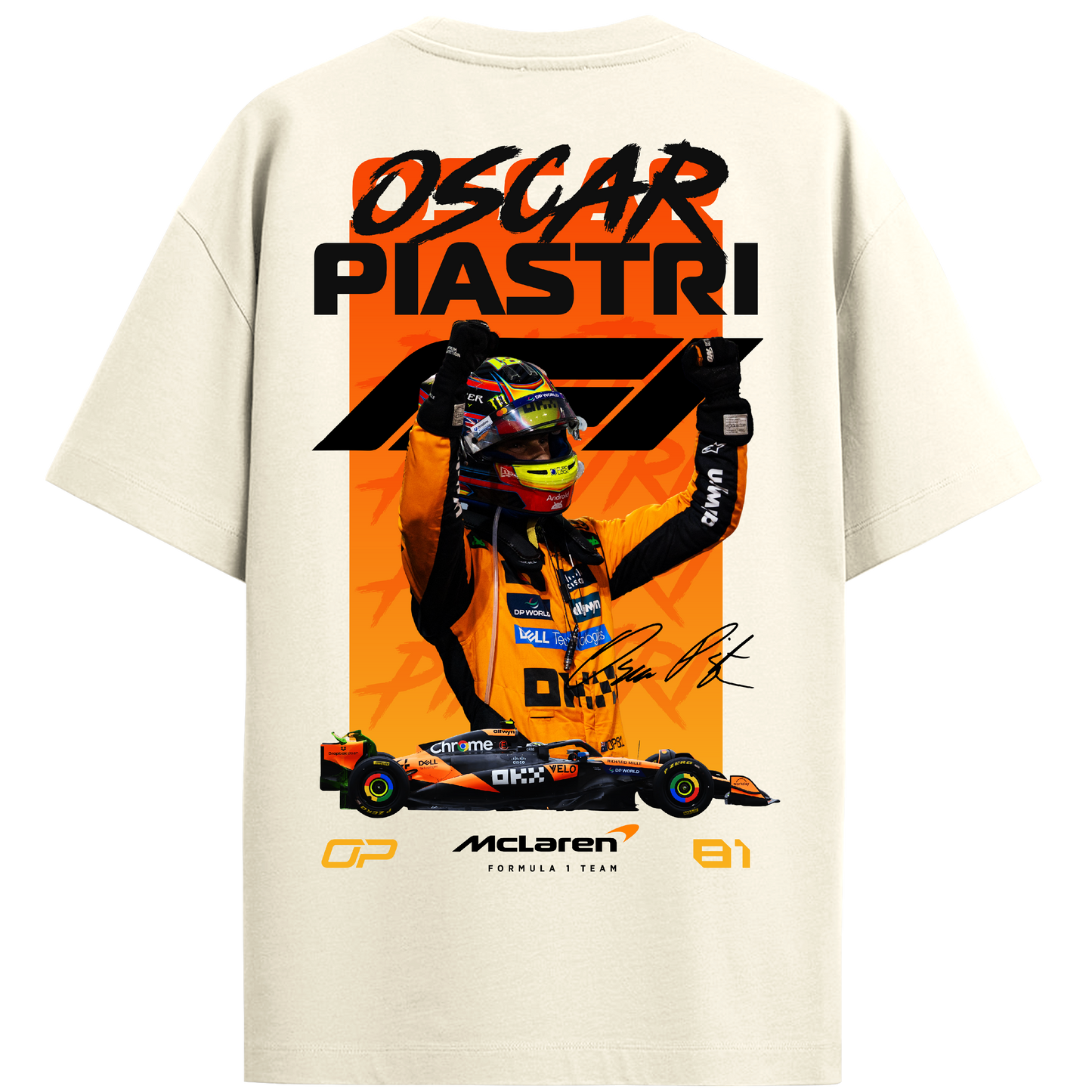 Oscar Piastri Oversized Tee – Off White