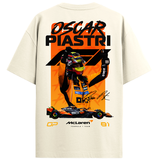 Oscar Piastri Oversized Tee – Off White