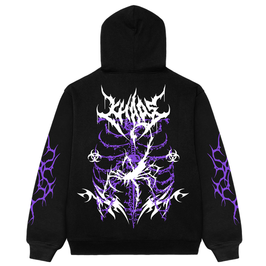 Rib Chaos Black Oversized Hoodie
