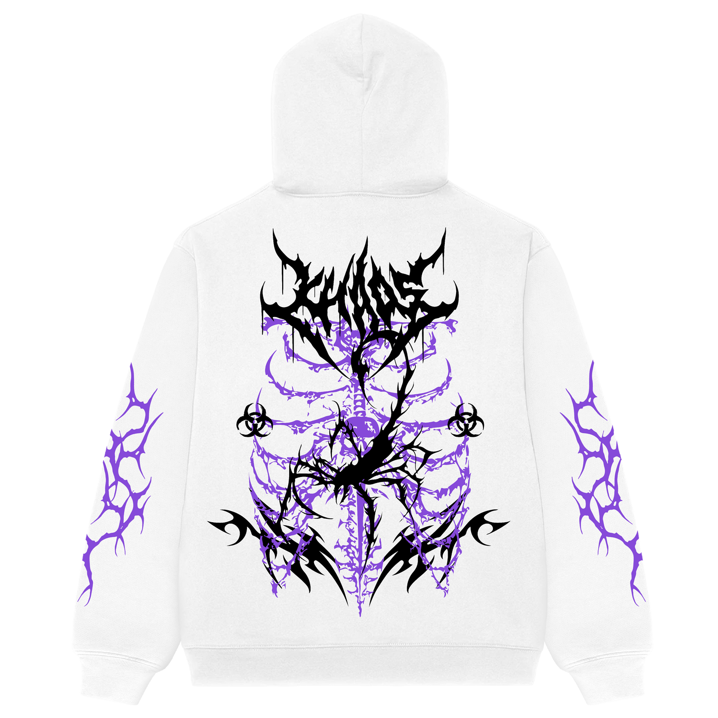 Rib Chaos White Oversized Hoodie