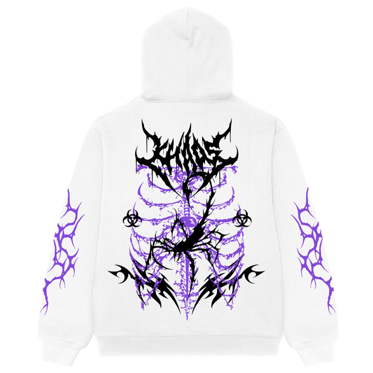 Rib Chaos White Oversized Hoodie