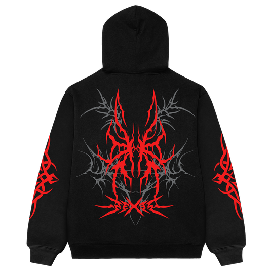 Scarlet Inferno Black Oversized Hoodie