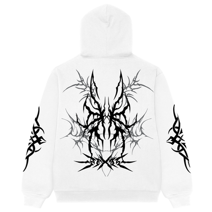 Scarlet Inferno White Oversized Hoodie