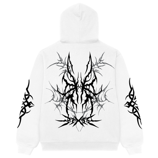 Scarlet Inferno White Oversized Hoodie
