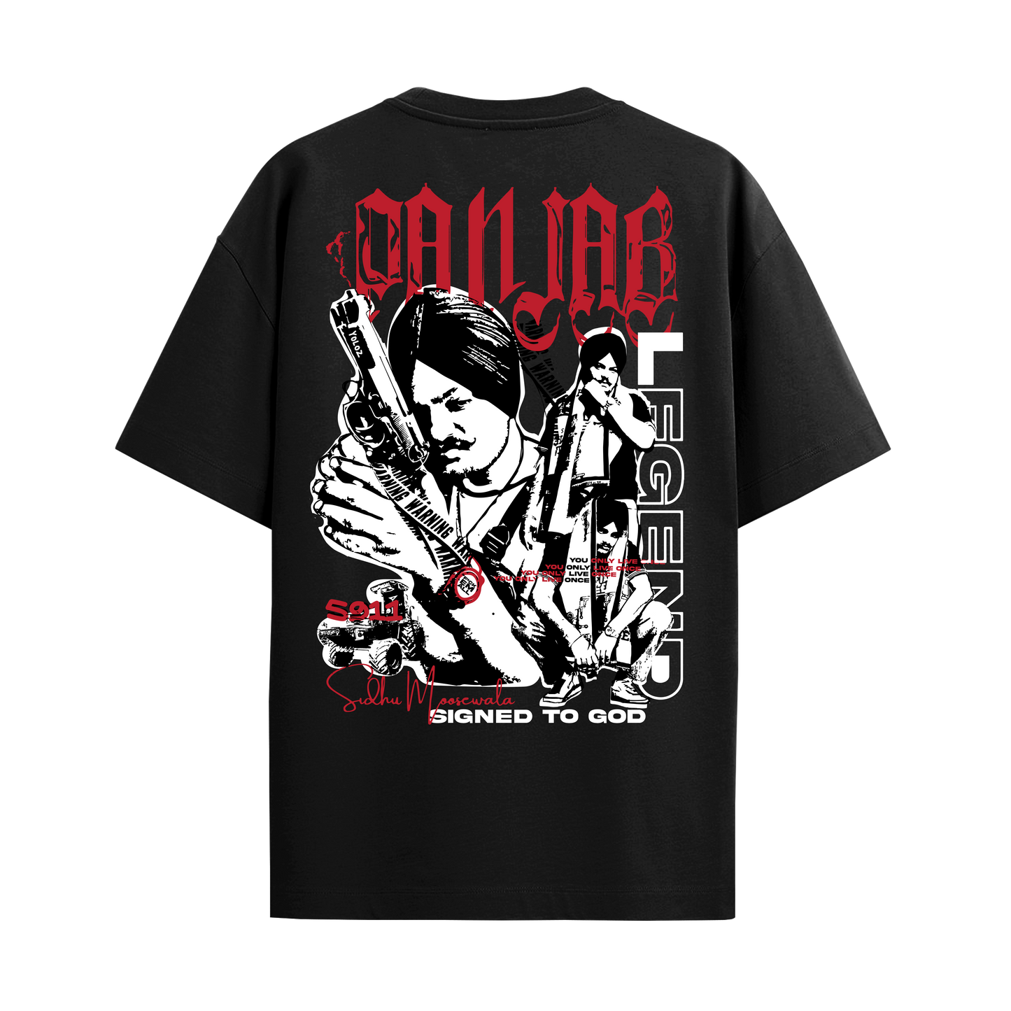 MOOSE THE LEGEND BLACK OVERSIZED T-SHIRT