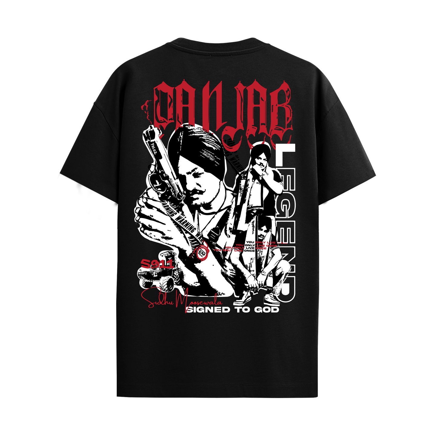 MOOSE THE LEGEND BLACK REGULAR FIT T-SHIRT