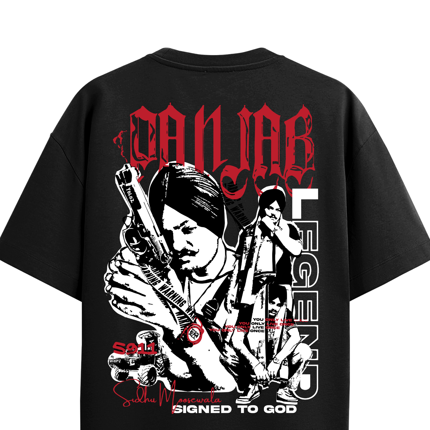 MOOSE THE LEGEND BLACK OVERSIZED T-SHIRT