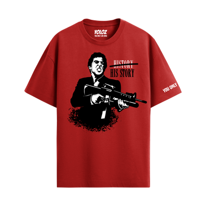 HIS STORY RED OVERSIZED T-SHIRT