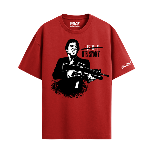HIS STORY RED OVERSIZED T-SHIRT
