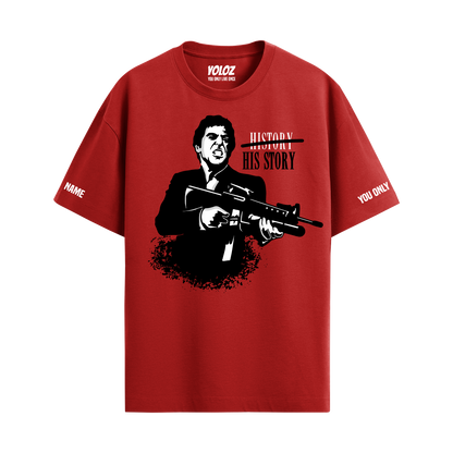 HIS STORY RED OVERSIZED T-SHIRT