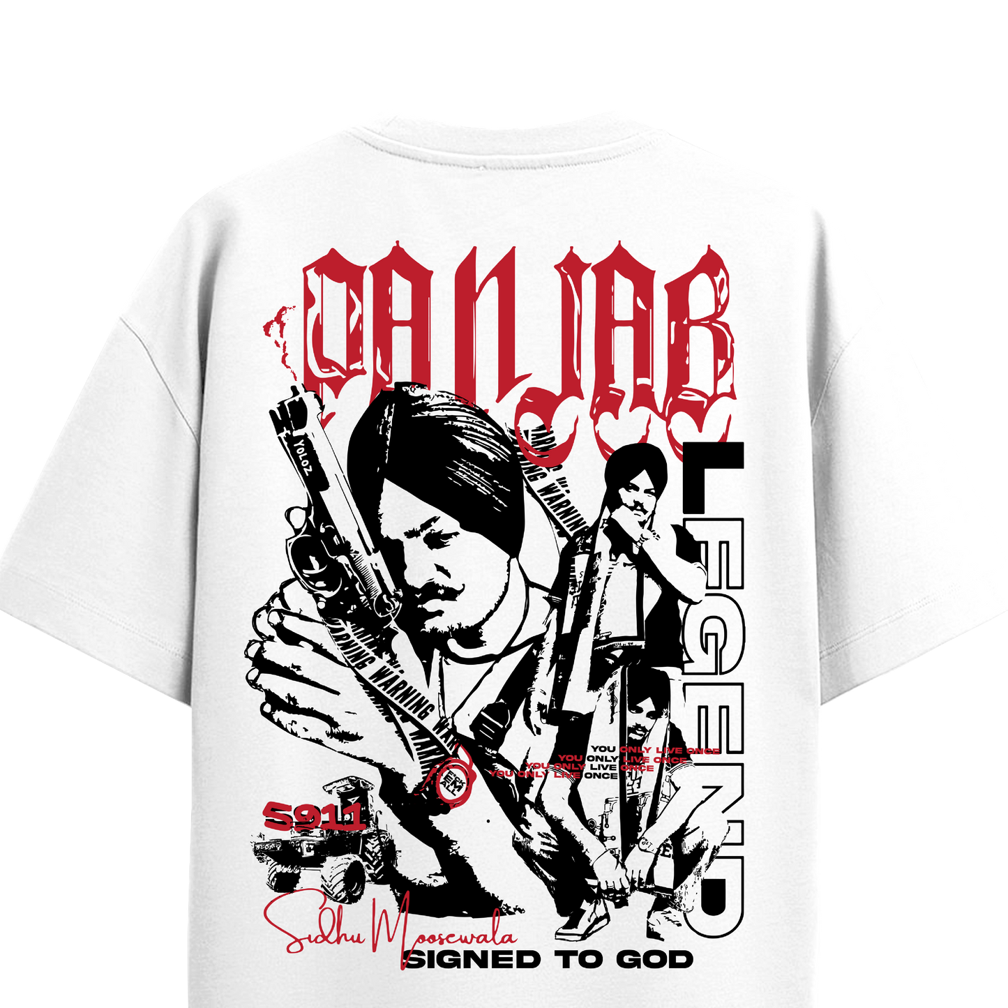 MOOSE THE LEGEND WHITE REGULAR FIT T-SHIRT