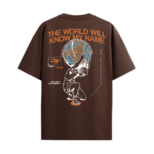 THE WORLD BROWN OVERSIZED T-SHIRT