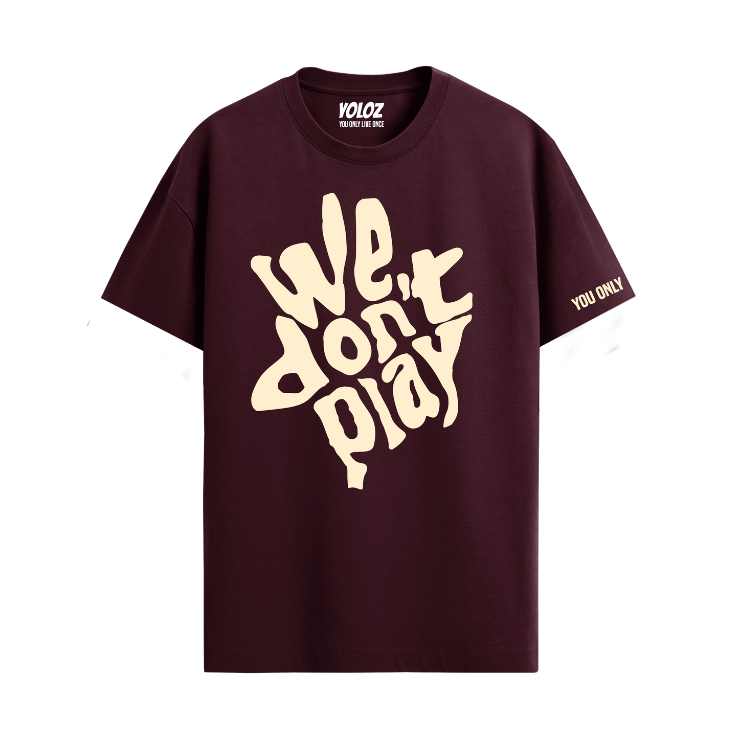 WE DON'T PLAY MAROON REGULAR FIT T-SHIRT