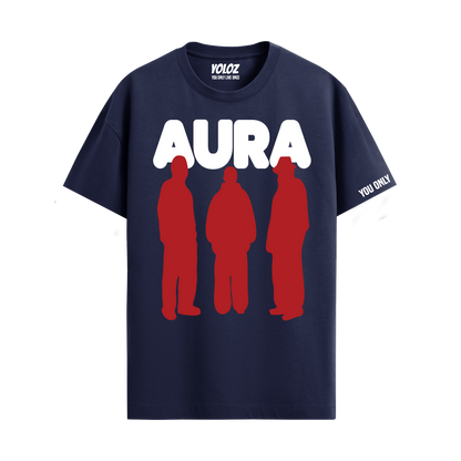 AURA NAVY BLUE REGULAR FIT T-SHIRT