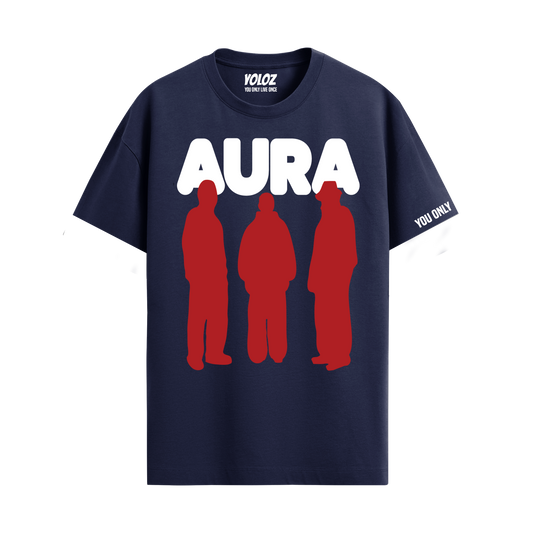AURA NAVY BLUE REGULAR FIT T-SHIRT