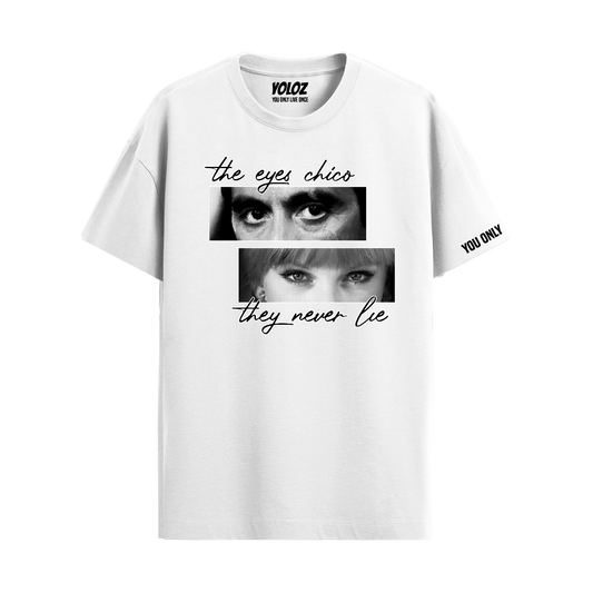 EYES NEVER LIE WHITE REGULAR FIT T-SHIRT