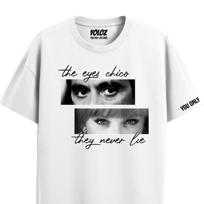EYES NEVER LIE WHITE REGULAR FIT T-SHIRT