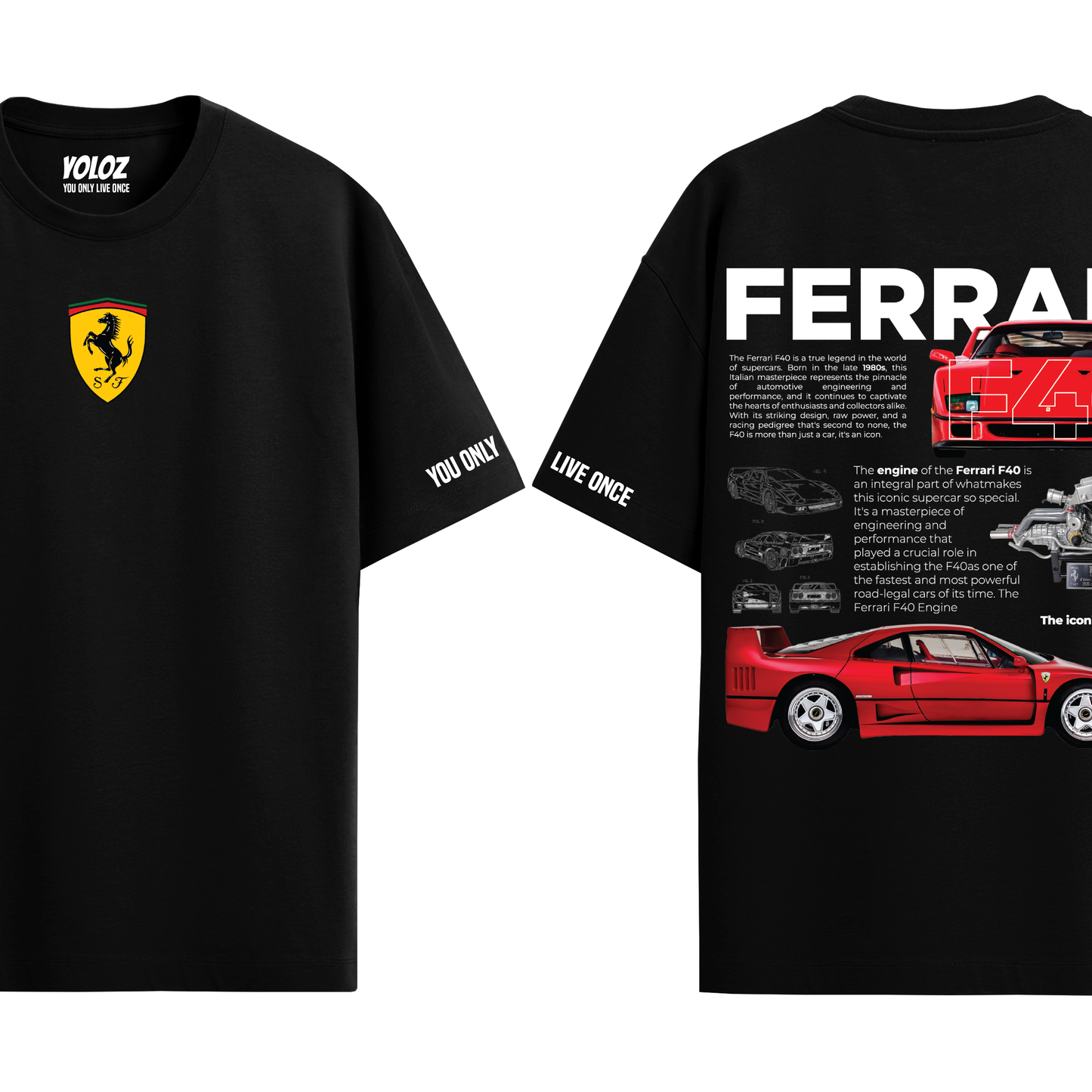FERRARI BLACK OVERSIZED T-SHIRT